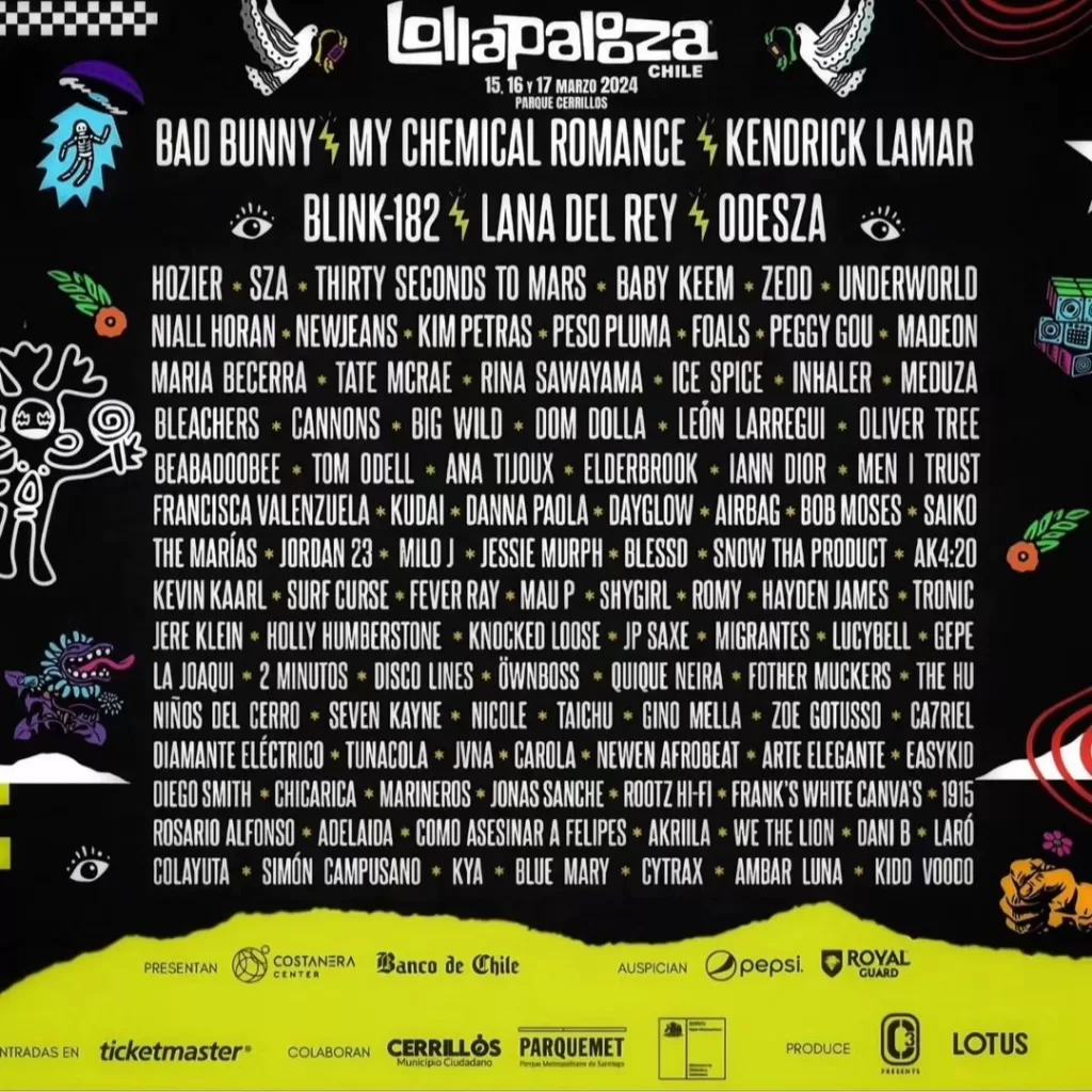Lollapalooza 2024 El nuevo supuesto lineup filtrado de artistas que