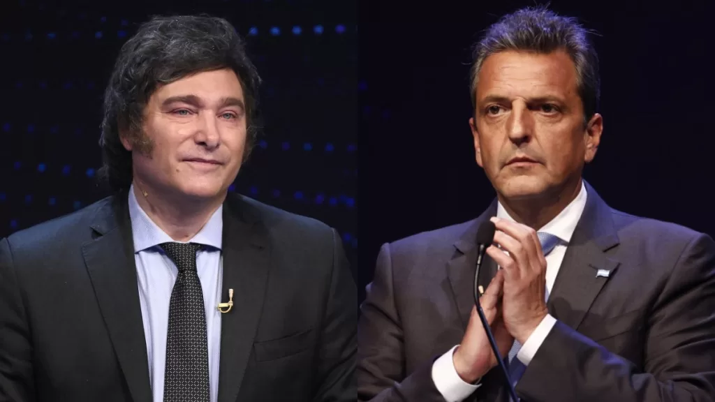 Javier Milei Y Sergio Massa En Debate Presidencial En Argentina