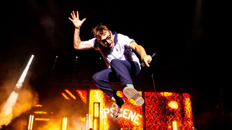 Damon Albarn Of Blur Rock Band Performs Live At Lucca Summer